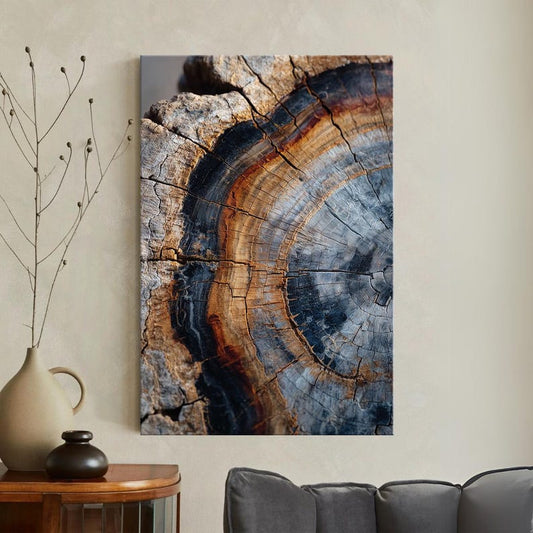 Tree Ring Abstract Canvas Print, Natural Wood Grain Wall Art, Modern Rustic Earthy Home Decor Boho