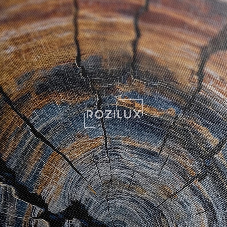 Petrified Wood Tree Ring Canvas Print | Abstract Geology Art | Rustic Earth Tones Wall Decor Boho
