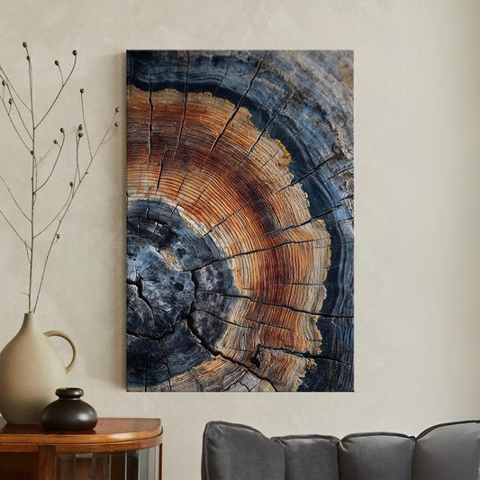 Tree Ring Canvas Wall Art, Rustic Wood Grain Abstract Print, Nature Home Decor Boho