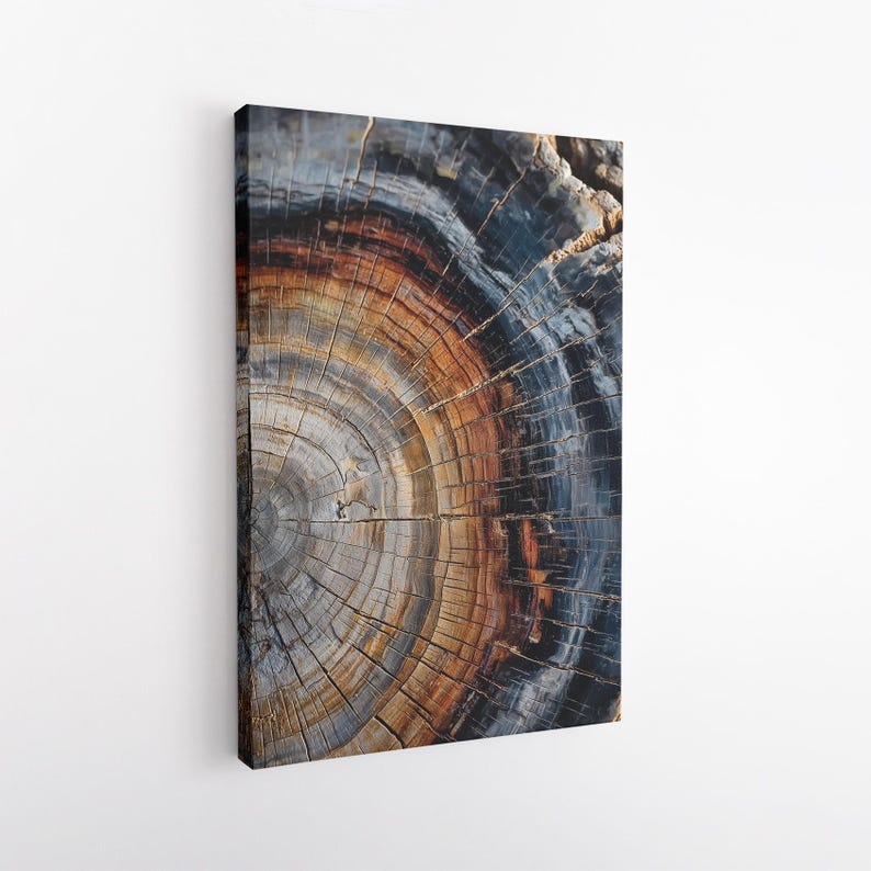 Petrified Wood Wall Art | Tree Ring Canvas Print | Abstract Nature Photography Print | Rustic Home Decor Boho