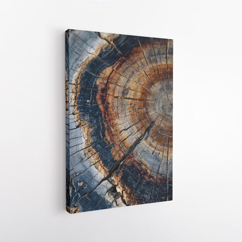 Tree Ring Wood Grain Wall Art, Abstract Nature Canvas Print, Modern Rustic Home Decor, Annual Rings Print Boho