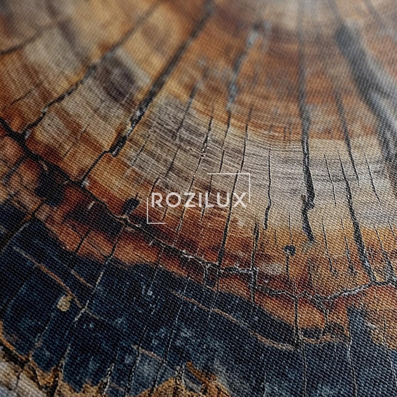 Tree Ring Wood Grain Wall Art, Abstract Nature Canvas Print, Modern Rustic Home Decor, Annual Rings Print Boho