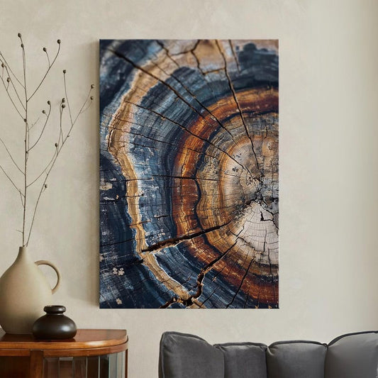 Abstract Tree Ring Canvas Print, Earthy Wood Grain Wall Art, Rustic Nature Decor Boho