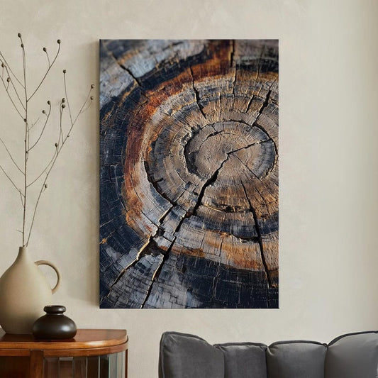 Tree Ring Wood Texture Canvas Print, Rustic Abstract Nature Wall Art, Earth Tone Home Decor Boho