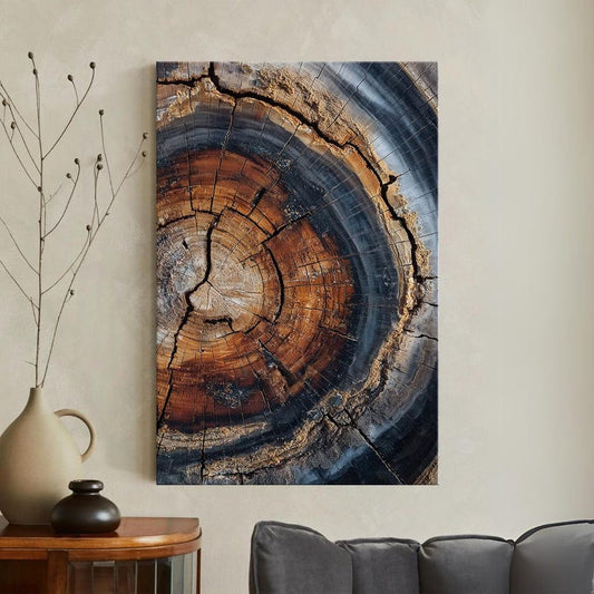 Petrified Wood Canvas Print | Abstract Tree Ring Wall Art | Natural Earthy Home Decor, Large Wall Art Print Boho