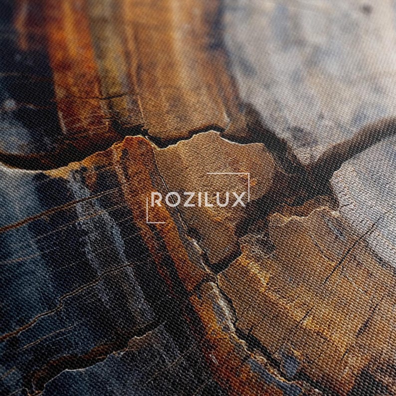 Abstract Tree Ring Canvas Wall Art, Rustic Wood Grain Print, Colorful Nature Home Decor Boho