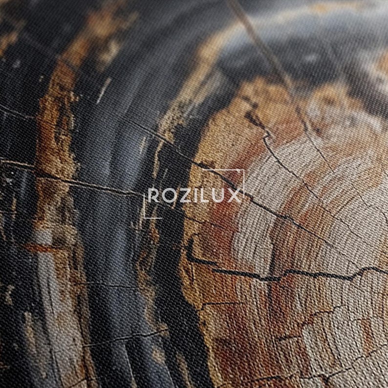 Petrified Wood Tree Ring Canvas Print | Abstract Rustic Wall Art | Natural Earthy Home Decor Boho
