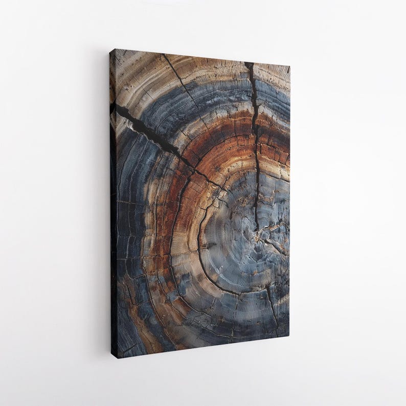 Rustic Tree Ring Wall Art Canvas Print | Abstract Wood Grain Decor | Natural Wood Slice Art | Modern Cabin Decor