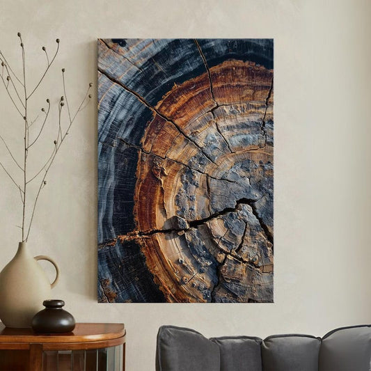 Tree Ring Wood Grain Wall Art | Abstract Rustic Canvas Print | Earth Tones Home Decor