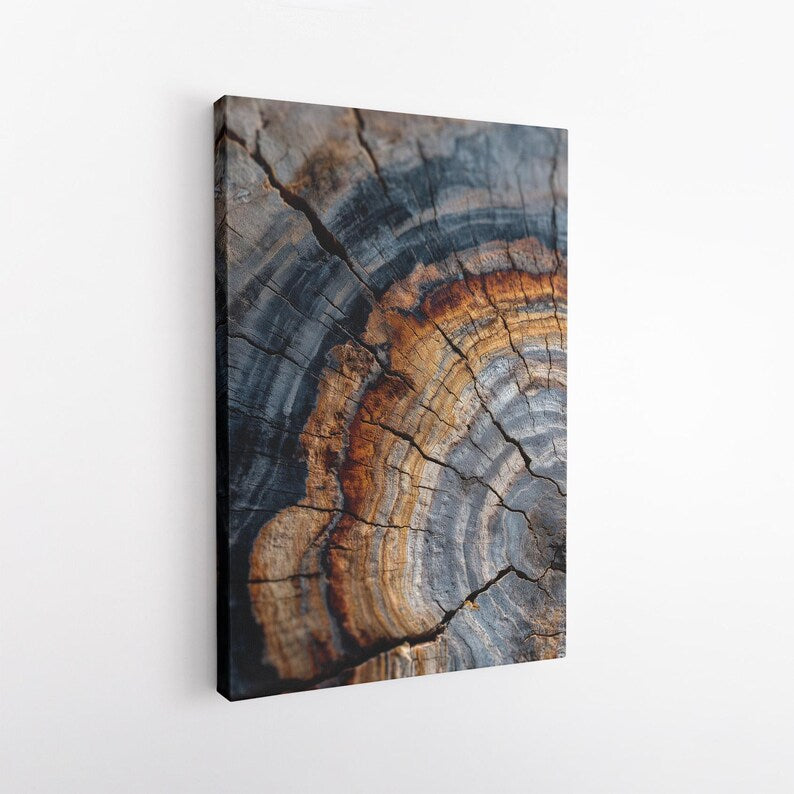 Abstract Tree Ring Canvas Print, Rustic Wood Wall Art, Natural Earthy Home Decor