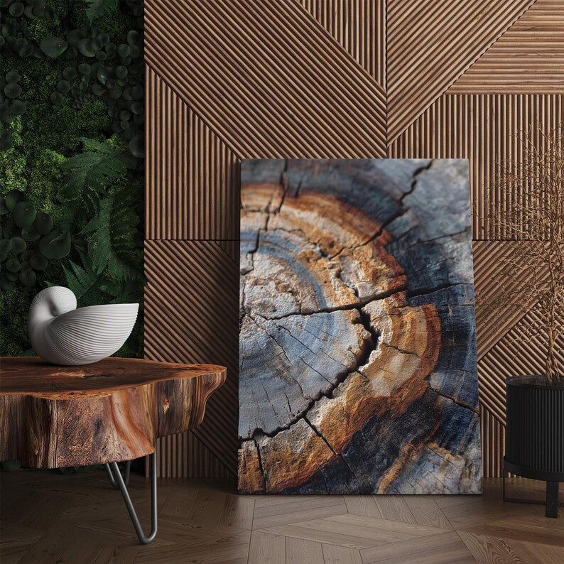 Rustic Tree Ring Wood Grain Abstract Canvas Print | Textured Nature Wall Art | Earthy Home Decor