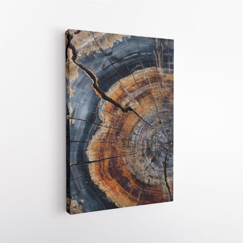 Petrified Wood Tree Ring Canvas Art | Abstract Wood Slice Wall Decor | Unique Geology Canvas Print | Home Decor