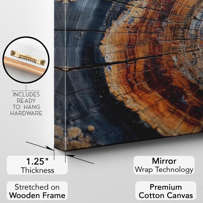 Petrified Wood Tree Ring Canvas Art | Abstract Wood Slice Wall Decor | Unique Geology Canvas Print | Home Decor