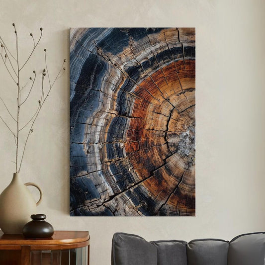 Colorful Tree Ring Canvas Wall Art | Abstract Wood Grain Print | Unique Natural Texture Home Decor