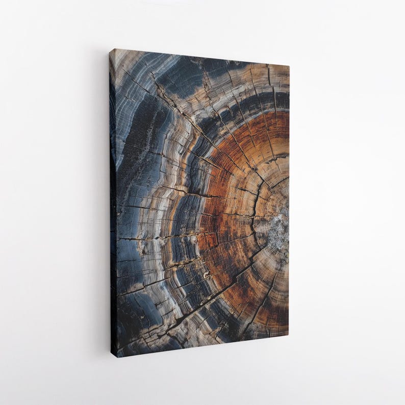 Colorful Tree Ring Canvas Wall Art | Abstract Wood Grain Print | Unique Natural Texture Home Decor