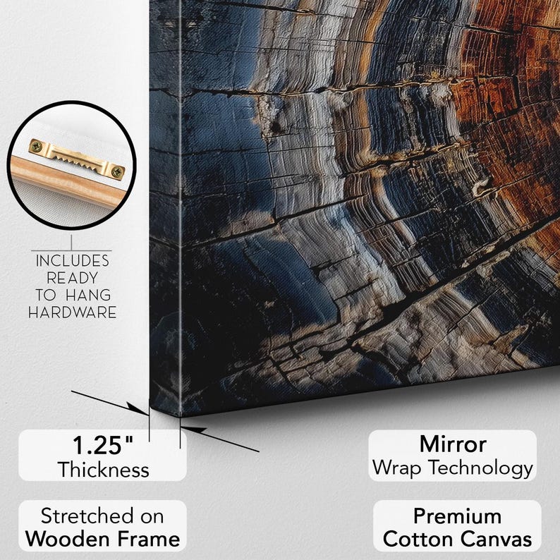 Colorful Tree Ring Canvas Wall Art | Abstract Wood Grain Print | Unique Natural Texture Home Decor