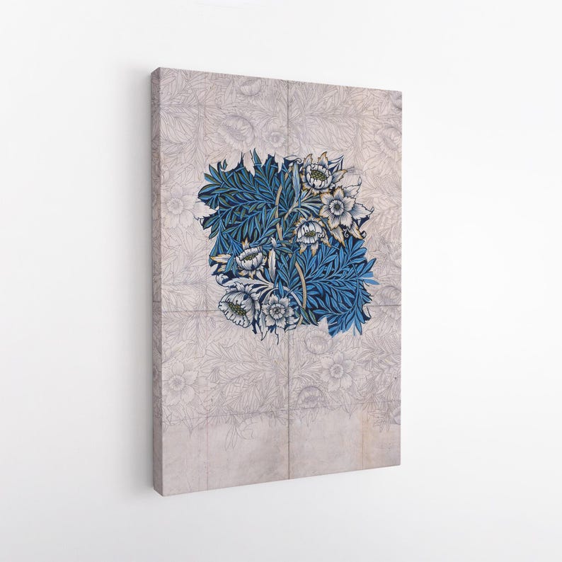 William Morris Style Botanical Floral Canvas Print | Arts and Crafts Wall Art Design
