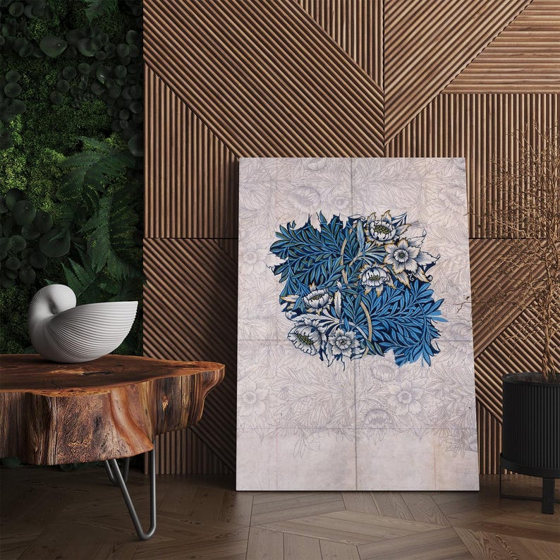 William Morris Style Botanical Floral Canvas Print | Arts and Crafts Wall Art Design