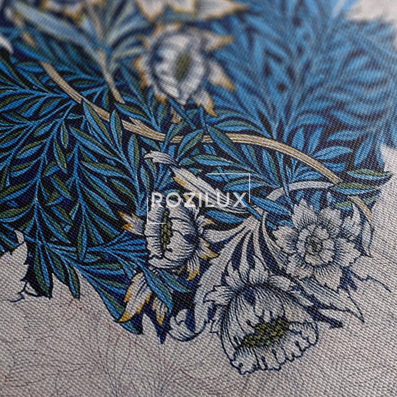 William Morris Style Botanical Floral Canvas Print | Arts and Crafts Wall Art Design
