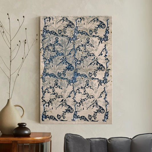 William Morris Botanical Floral Canvas Print Vintage Blue Floral Acanthus Leaf Canvas Print | William Morris Style Arts & Crafts Wall Art
