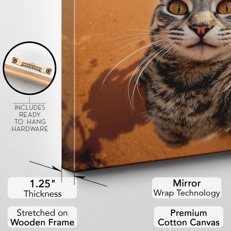 Funny Cat Selfie with Aliens Canvas Print | Sci-Fi Desert Wall Art Decor | Quirky Animal Lover Gift