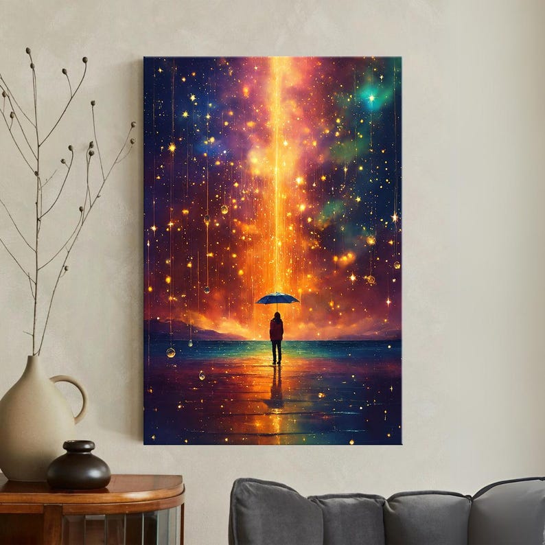 Magical Starfall Canvas Print | Cosmic Sky Wall Art | Dreamy Ethereal Decor