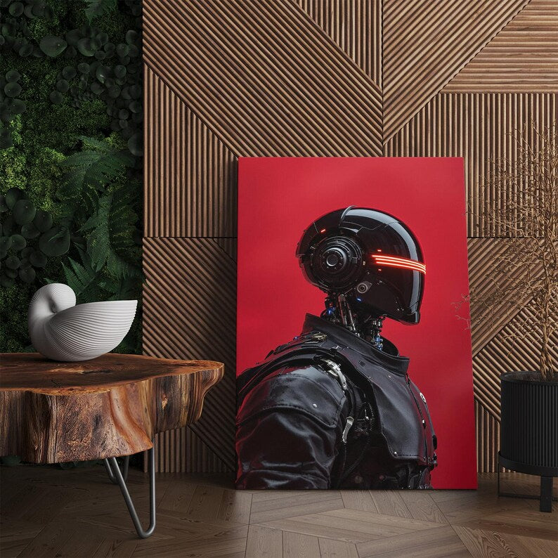 Futuristic Robot Wall Art | Cyberpunk Sci-Fi Canvas Print | Modern Home Decor