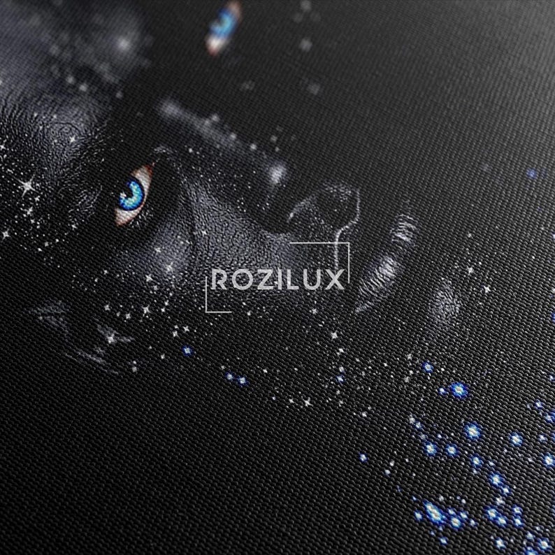 Cosmic Man Wall Art | Galaxy Body Paint Canvas Print | Striking Blue Eyes Art | Modern Fantasy Decor