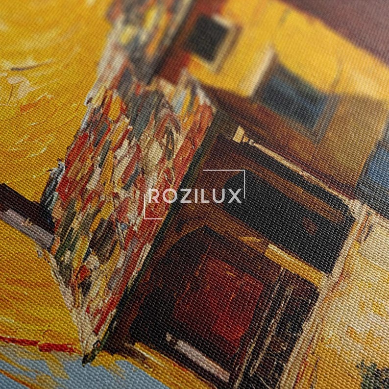 Vibrant Textured House Canvas Print | Impasto Style Landscape Wall Art | Colorful Sun Painting