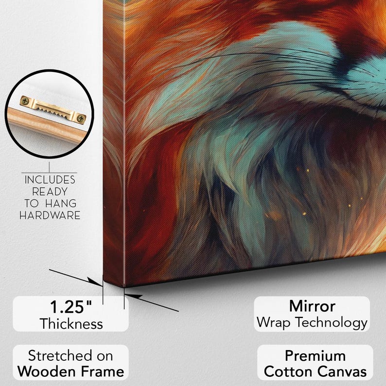 Fox Canvas Wall Art | Vibrant Watercolor Style Animal Painting Print | Modern Wildlife Home Decor, Nature Art, Large Print ready To Hang