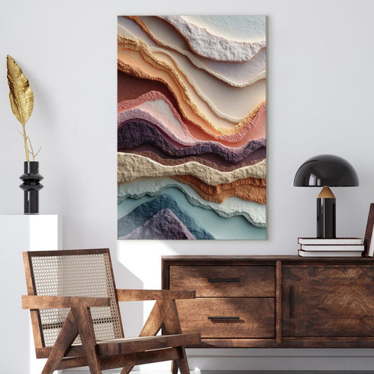 Abstract Layered Canvas Print, Modern Textured Organic Wall Art, Earth Tone Home Decor, Large Wall Art Print