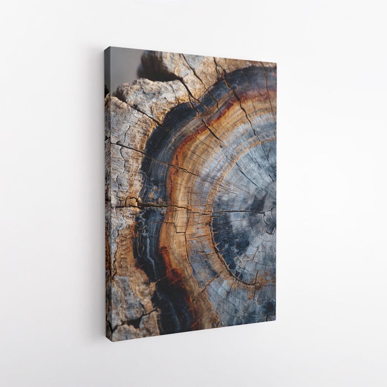 Tree Ring Abstract Canvas Print, Natural Wood Grain Wall Art, Modern Rustic Earthy Home Decor Boho