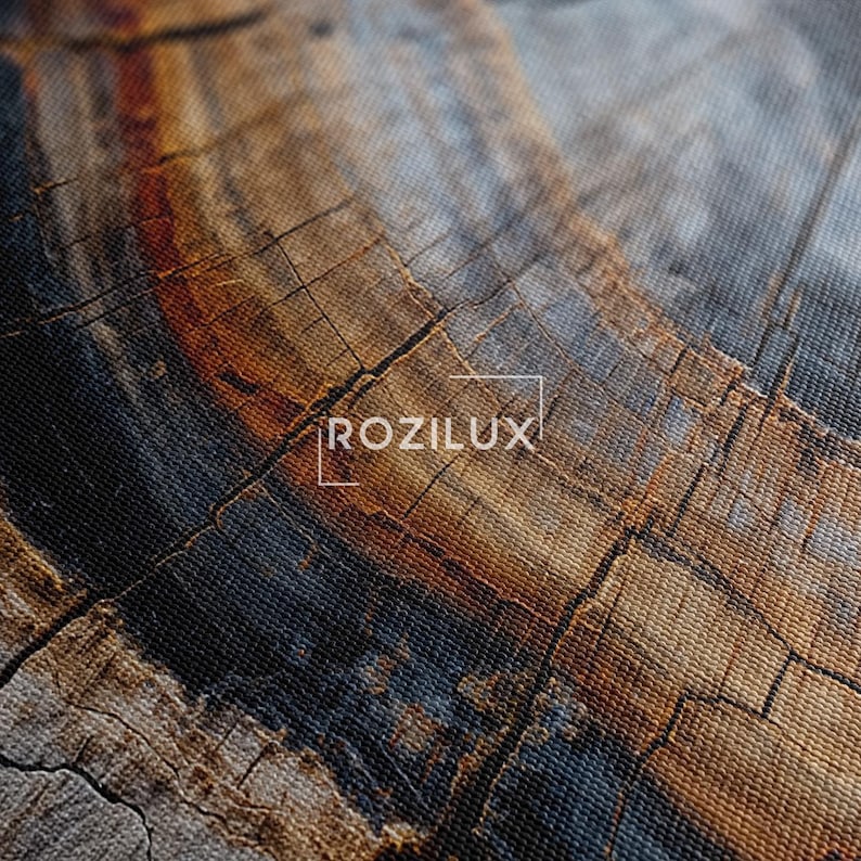 Tree Ring Abstract Canvas Print, Natural Wood Grain Wall Art, Modern Rustic Earthy Home Decor Boho