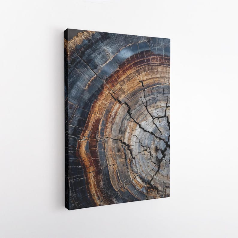 Abstract Tree Ring Canvas Print | Nature Inspired Wood Grain Wall Art Decor for Living Room Office Bedroom | Organic Abstract Art Boho