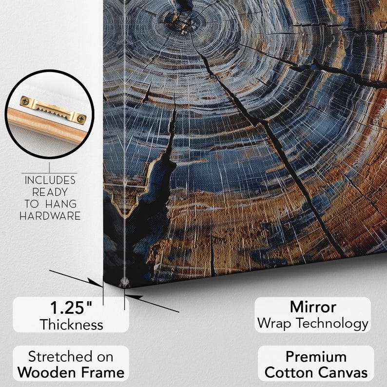 Petrified Wood Tree Ring Canvas Print | Abstract Geology Art | Rustic Earth Tones Wall Decor Boho