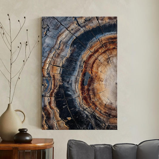 Petrified Wood Canvas Print | Abstract Tree Ring Wall Art | Natural Texture Home Decor Boho