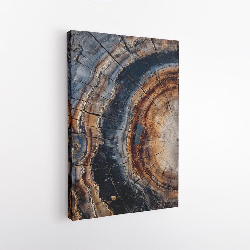 Petrified Wood Canvas Print | Abstract Tree Ring Wall Art | Natural Texture Home Decor Boho