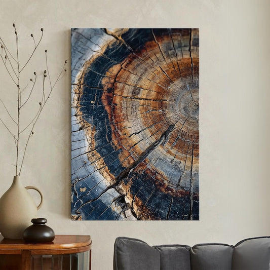 Tree Ring Wood Grain Wall Art, Abstract Nature Canvas Print, Modern Rustic Home Decor, Annual Rings Print Boho