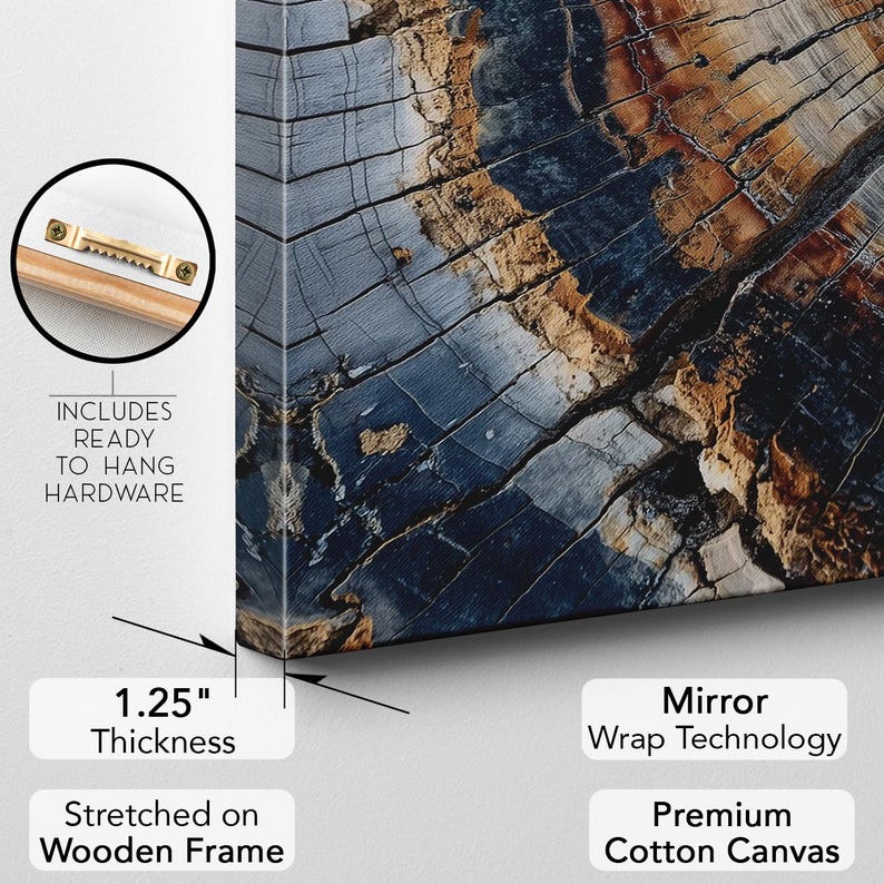 Tree Ring Wood Grain Wall Art, Abstract Nature Canvas Print, Modern Rustic Home Decor, Annual Rings Print Boho