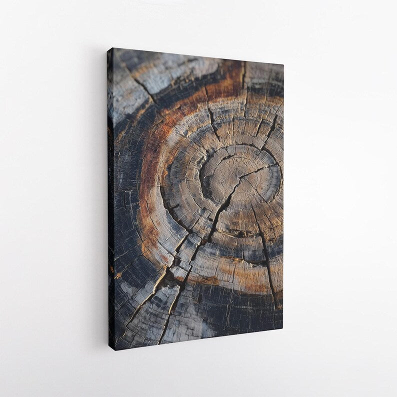 Tree Ring Wood Texture Canvas Print, Rustic Abstract Nature Wall Art, Earth Tone Home Decor Boho