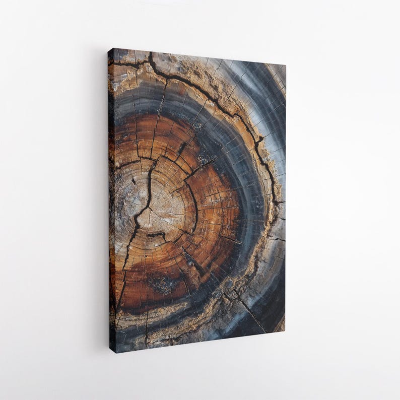 Petrified Wood Canvas Print | Abstract Tree Ring Wall Art | Natural Earthy Home Decor, Large Wall Art Print Boho
