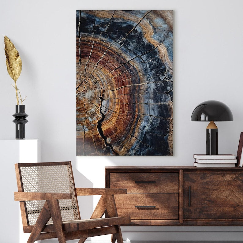 Abstract Tree Ring Canvas Print | Wood Grain Nature Photography Wall Art Home Decor Boho