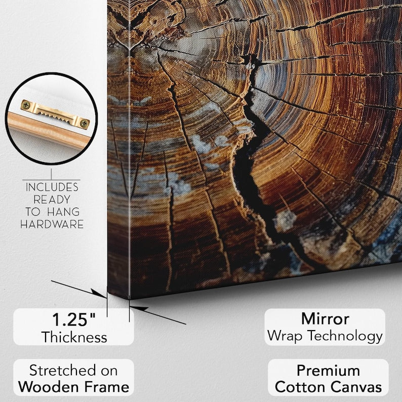 Abstract Tree Ring Canvas Print | Wood Grain Nature Photography Wall Art Home Decor Boho