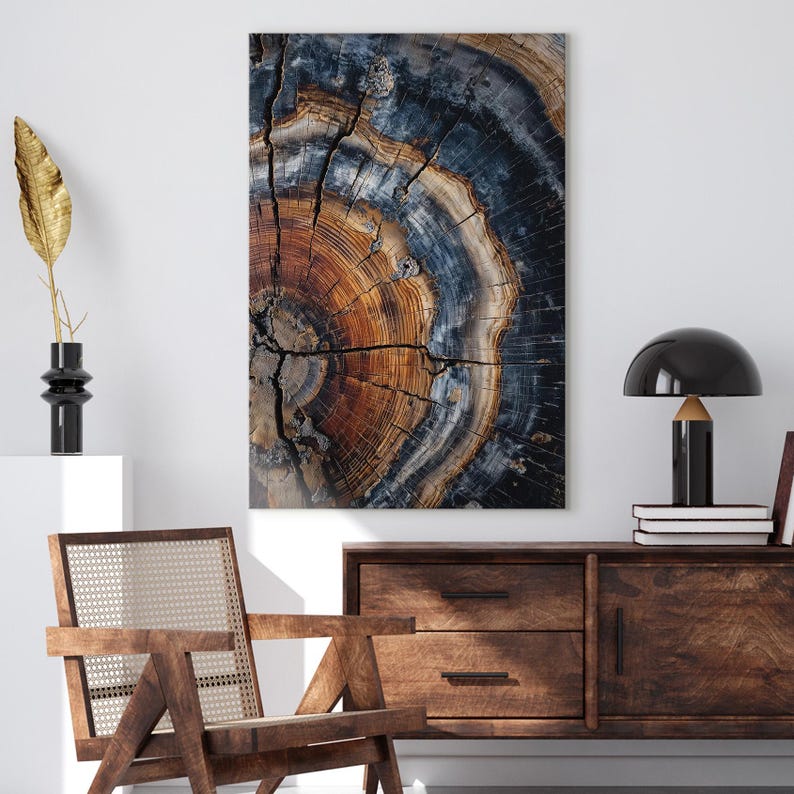 Petrified Wood Canvas Print | Ancient Tree Ring Wall Art | Abstract Organic Home Decor Boho