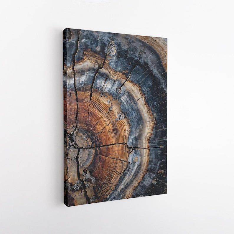 Petrified Wood Canvas Print | Ancient Tree Ring Wall Art | Abstract Organic Home Decor Boho