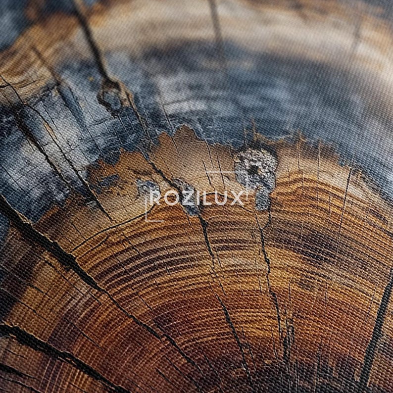Petrified Wood Canvas Print | Ancient Tree Ring Wall Art | Abstract Organic Home Decor Boho
