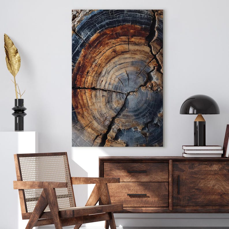 Petrified Wood Tree Ring Canvas Print | Natural Abstract Wall Art | Rustic Earthy Decor | Ready to Hang Unique Art
