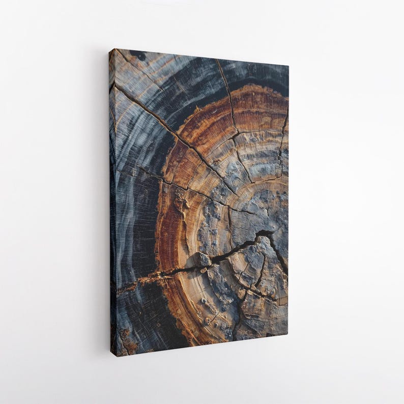 Tree Ring Wood Grain Wall Art | Abstract Rustic Canvas Print | Earth Tones Home Decor