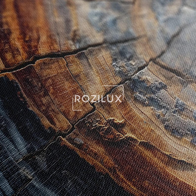 Tree Ring Wood Grain Wall Art | Abstract Rustic Canvas Print | Earth Tones Home Decor