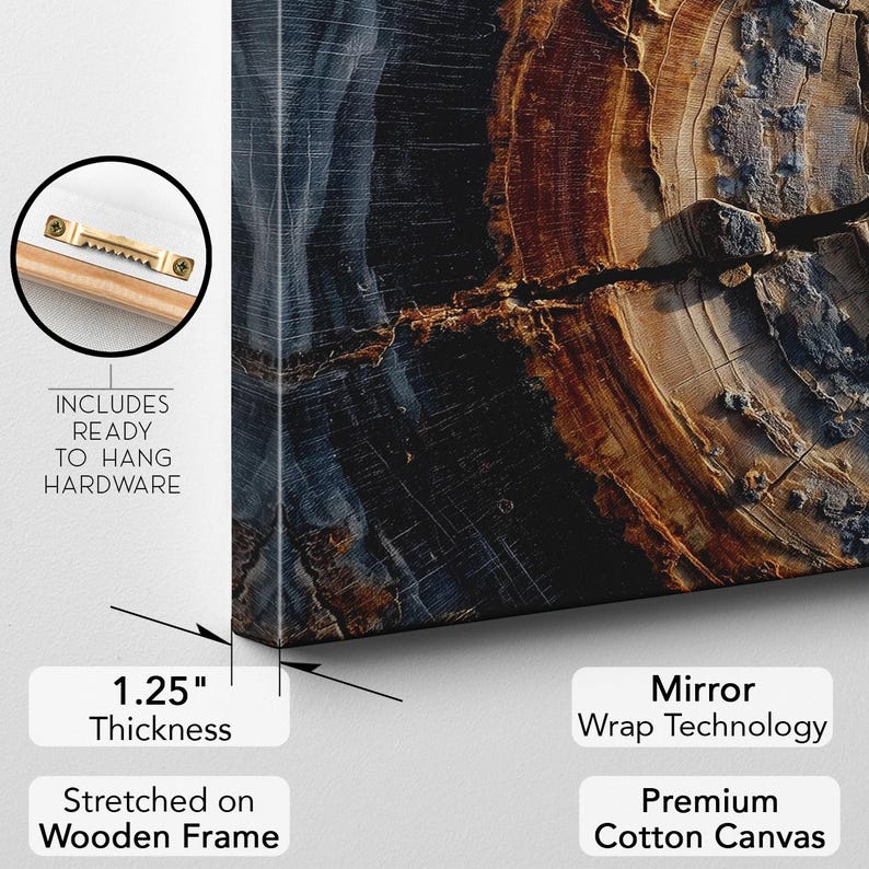Tree Ring Wood Grain Wall Art | Abstract Rustic Canvas Print | Earth Tones Home Decor